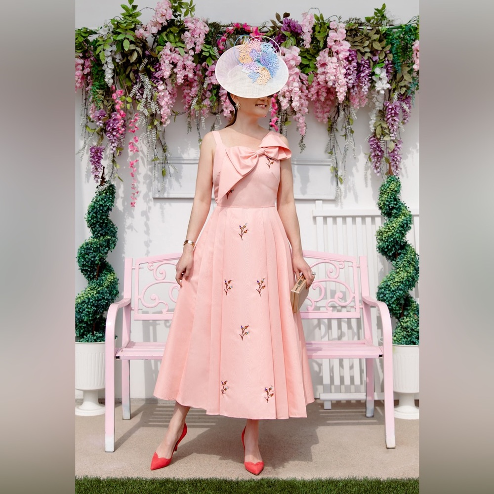 EUC LK Bennett Jolene Pink Midi Dress - Size 4 (UK8)